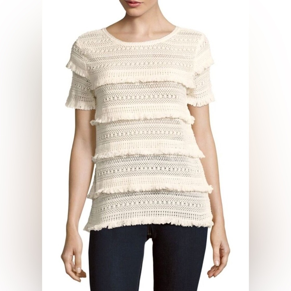 EUC Joie Cream Crochet Short Sleeve Tee